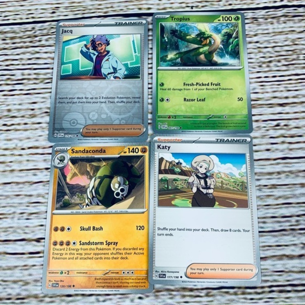 Pokemon TCG Lot of 4 Jacq Tropius Sandaconda Katy Trainer‎ Supporter Cards
